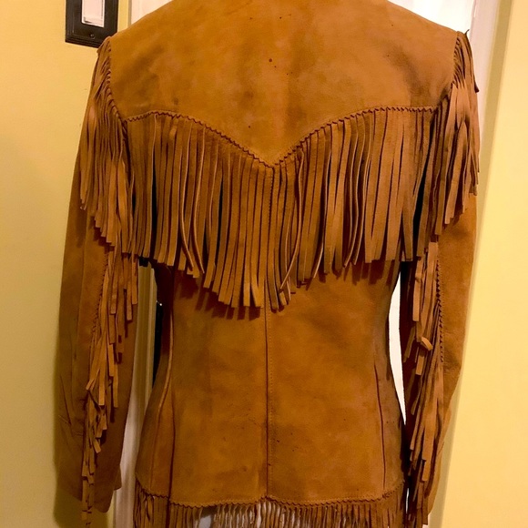 💝SOLD💝🍒Vintage @ThriftNTell fringe suede jacket🍒 - Picture 3 of 13